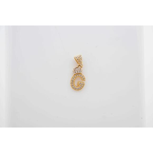 14k Yellow Gold CZ Letter G Pendant Charm Unisex Estate Sale Item